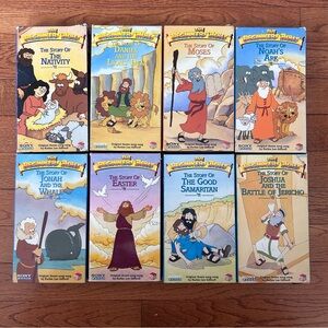 The Beginners Bible VHS Tapes Set Of 8 Childrens Jonah Moses Nativity‎ Daniel